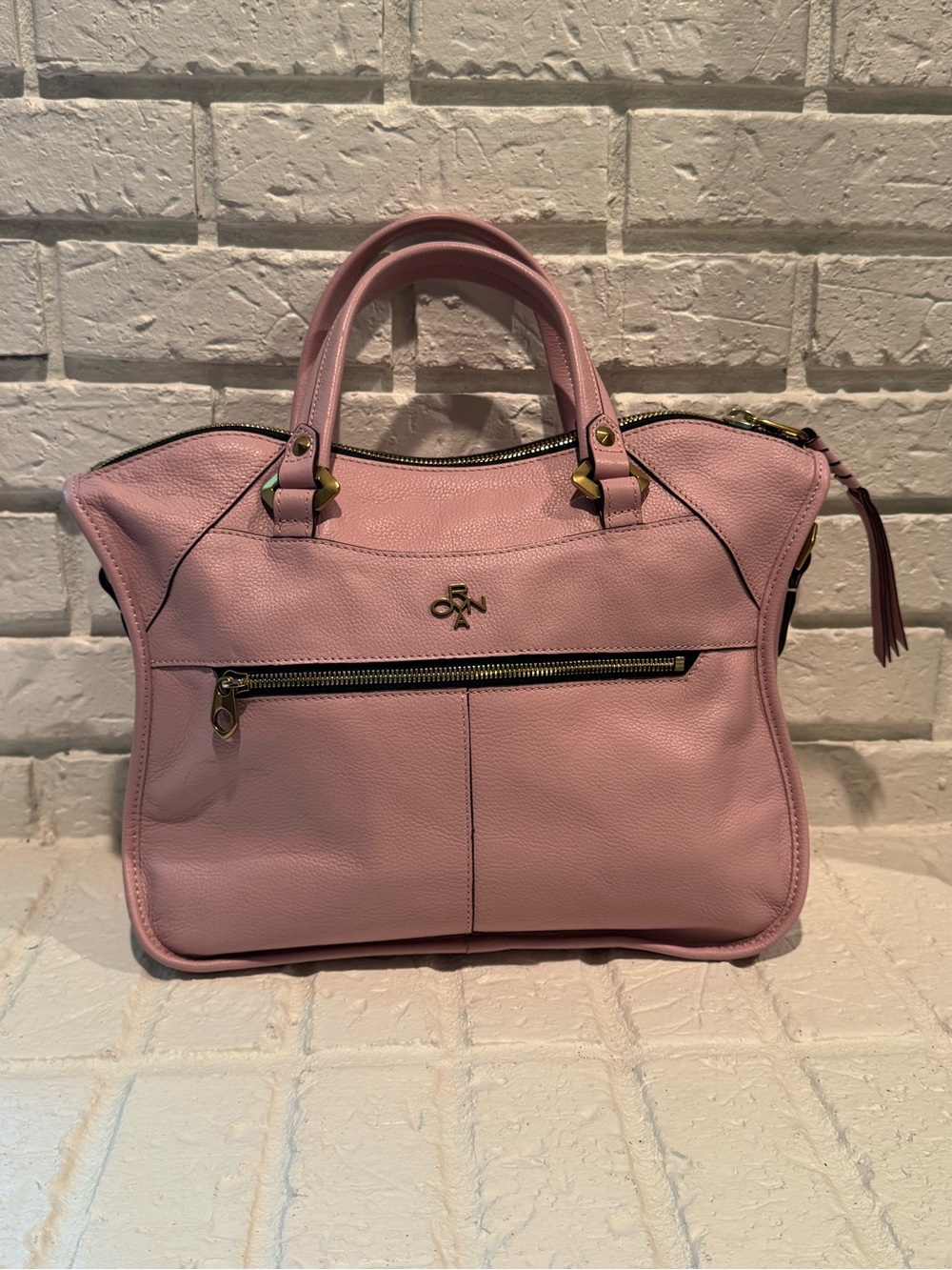 orYANY Pink Leather Satchel with Top Handles